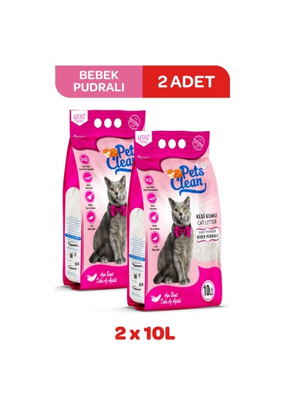 Pets Clean Kedi Kumu Pudralı 10lt 2li