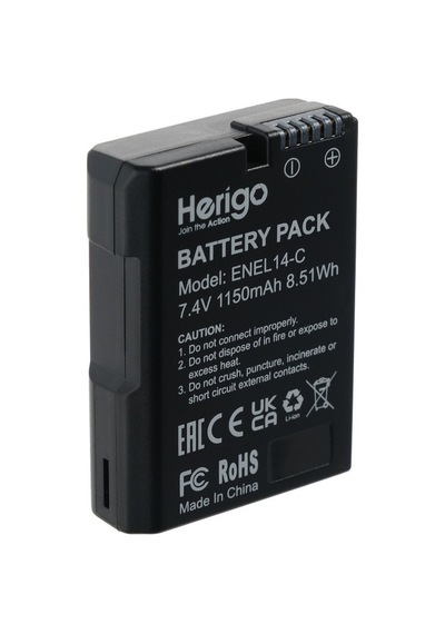 Herigo En-el14-c 1150mah Type-c Şarjlı Batarya En-el14 Uyumlu