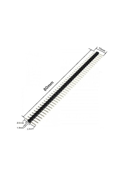 Koodmax 5 Adet 40 Pin 1x40 10mm Uzunluk 2.00mm 180 Derece Erkek - Erkek Pin Header