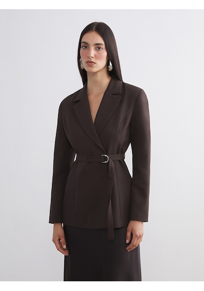 Lcw Vision Kahverengi Beli Kemerli Kadın Blazer Ceket
