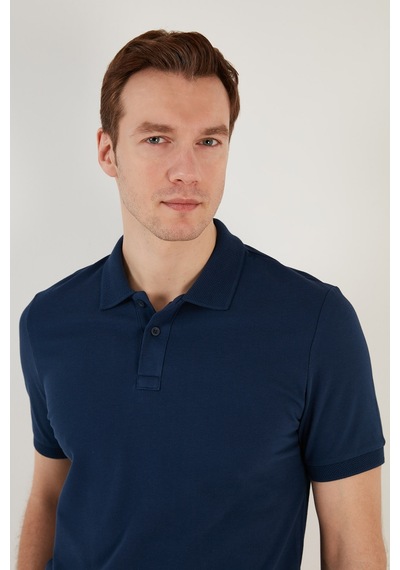 Buratti Pamuklu Regular Fit Düğmeli Erkek Polo Yaka T Shirt 5902739 Indigo