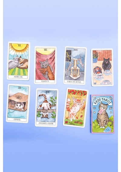 Kedi Tarot Destesi - 78 Tarot Kartı Ve Rehber Kitap Özel Kutulu Set