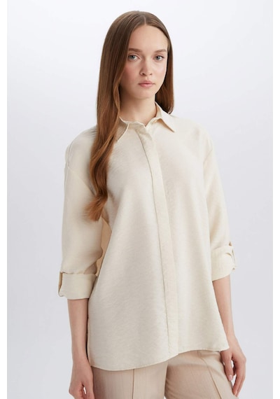 DeFacto Regular Fit Basic Düz Uzun Kollu Gömlek Tunik E0785AX25SPER98