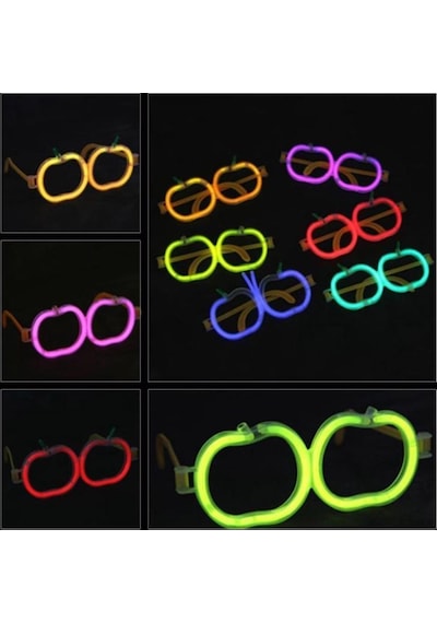 Glow Stick Elma Gözlük - Glow Partisi Gözlüğü - Glow Stick Gözlük 12 Adet Yetişkin
