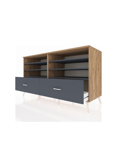 Kronos Konsol 6 Raflı 2 Çekmeceli 176x59x99 Çam-antrasit Çam-antrasit
