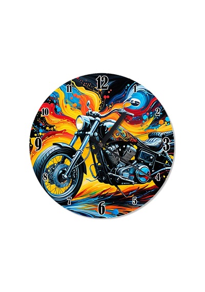 Renkli Chopper Motosiklet Sessiz Duvar Saati Çok Renkli