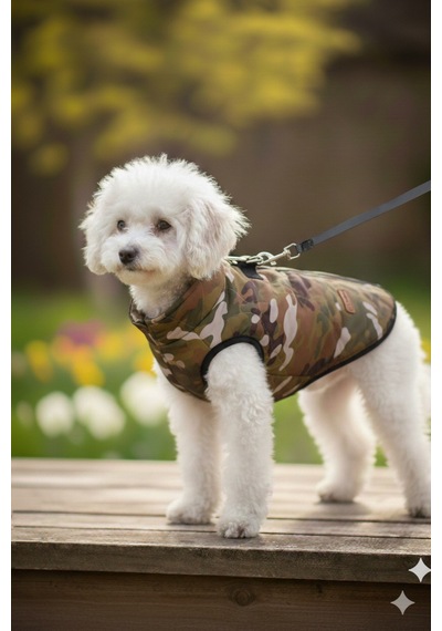 Kedi - Köpek İçi Polarlı Su Geçirmez Kışlık Kamuflaj Yelek - Mont - Yağmurluk - Sweat - Kıyafet