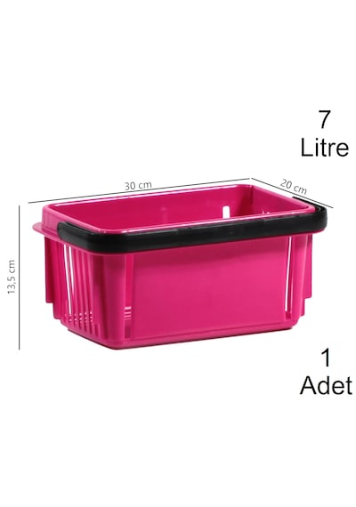7 Litre Plastik Kozmetik Alışveriş El Sepeti Fuşya 1 Adet / En:20 Boy:30 Yükseklik:13,5 Cm Fuşya