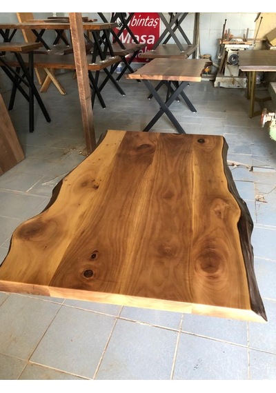Bintaşmobilya Doğal Ceviz Ağacı Kütük Masa Üstü Tablası 130X85.Cm