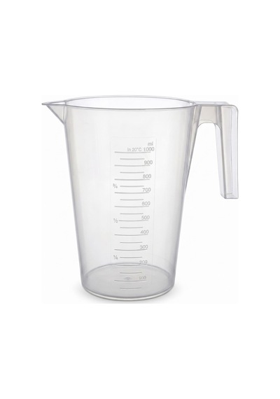 Plastik Kulplu Ölçü Kabı Beher 1 Litre Şeffaf
