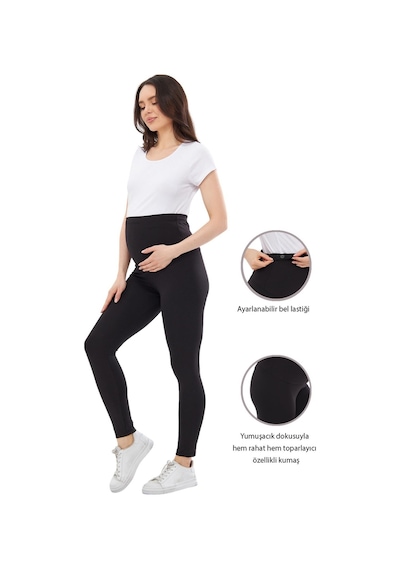 Luvmabelly Myra8200 Toparlayıcı Mevsimlik Beli Ayarlanabilir Hamile Tayt-siyah