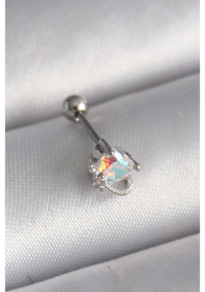 316l Çelik Gümüş Renk Zirkon Taşlı Kalp Tragus Piercing Diğer
