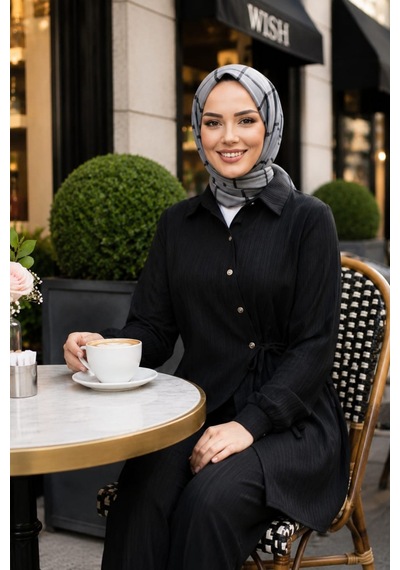 Hb Harma Time Butik Kadın Düğmeli Kuşaklı Çilek Kumaş Tunik Pantolon Siyah İkili Takım Siyah Siyah Hb Harma Time Butik Kadın Düğmeli Kuşaklı Çilek Kumaş Tunik Pantolon Siyah İkili Takım Siyah Siyah