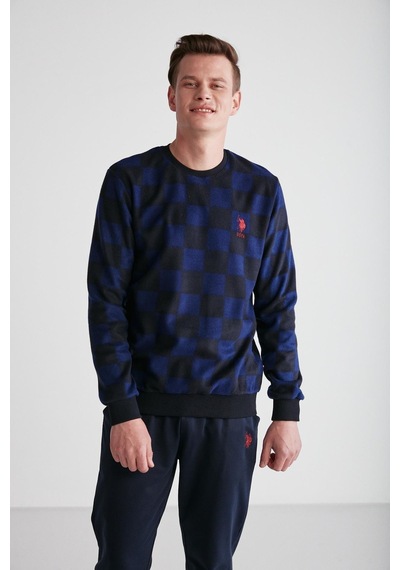 U.S. Polo Assn. U.s Polo Assn 18713 Erkek Bordo Yuvarlak Yaka Pijama Takımı Lacıvert