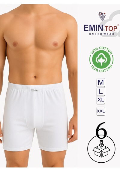 Mercan Erkek Boxer Short 6'lı - Beyaz Boxer Şort