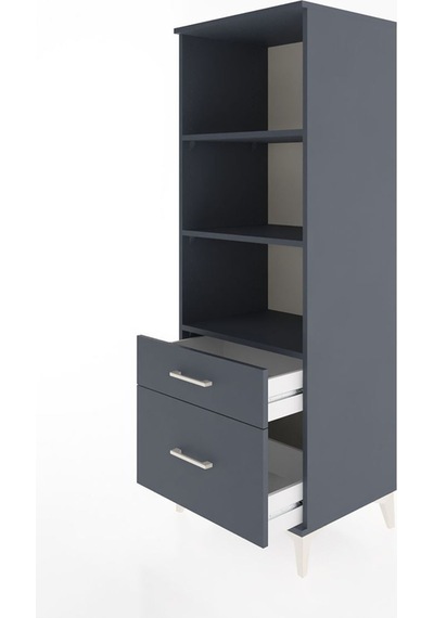 Hyperion Dolap 3 Raflı 2 Çekmeceli 60x44x163 Antrasit-antrasit Antrasit