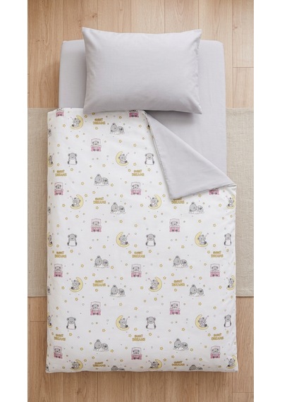%100 Pamuklu Sweet Dreams Sevimli Koala Desenli 3 Parça Bebek Nevresim Takımı - Sarı / Pembe / Gri 3'lü Bebek Uyku Seti