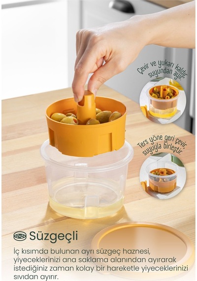 Vienev 6lı Renkli Sunumluk Zeytin Turşu Peynir Çok Amaçlı Saklama Kabı Seti Renkli