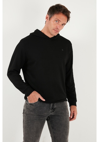 Buratti Relaxed Fit Kapüşonlu Yumuşak Dokulu Erkek Sweat 5901063 Siyah