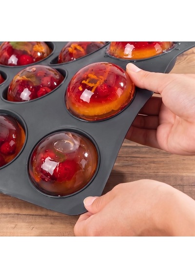 30017 Silikon 9lu Muffin Kalıbı Köstebek Kek Kalıbı Antrasit 24,5cm Çok Renkli