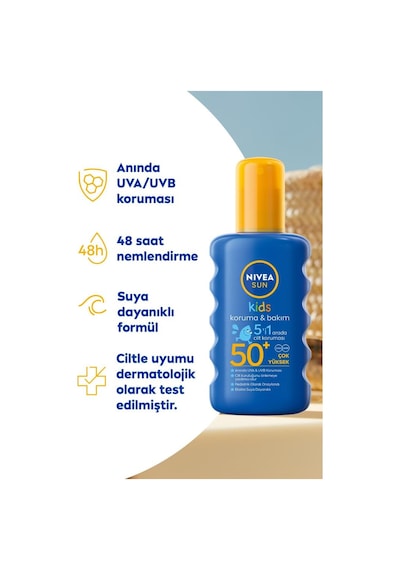 Nivea Koruma Nemlendirici Güneş Spreyi Spf50+ 200 ML + Nivea Koruma Nemlendirici Çocuklar İçin Hassas SPF50 200 ML+Çanta