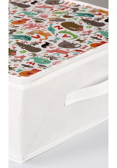 3'lü Set 53x44x21 Cm Baza Altı & Dolap İçi Organizer, Yorgan Düzenleyici Çocuk Hurç Sevimli Desenli Çok Renkli