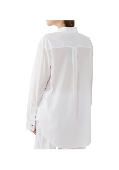 Asceno Kadın Pamuklu Pijama Gömleği Beyaz