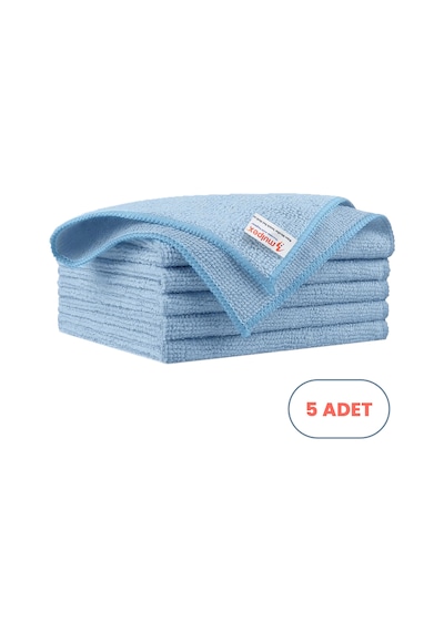Mulpex Mikrofiber Temizlik Bezi 5 Adet - 40x40 Cm, 375 Gsm, Parlak Dokulu, 60 Gr 2, Yüksek Emici, İz Bırakmaz Mavi