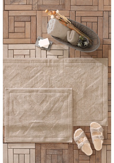 Yataş Bedding Milo Banyo Paspası Seti - Bej (50x60 cm + 60x100 cm) Bej