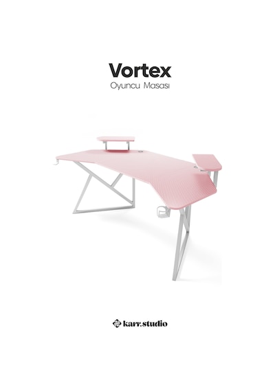 Vortex Kanatlı Oyuncu Masası Pembe