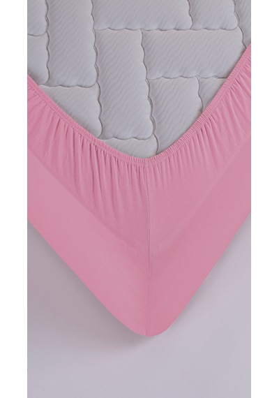 Penye Lastikli Çarşaf, 100 200 Tek Kişilik %100 Pamuk Örme Kumaş, 145 Gr/m² Pembe