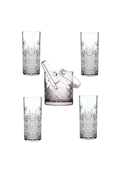 Paşabahçe timeless cam buz kovası maşalı + rakı bardağı seti 6 lı