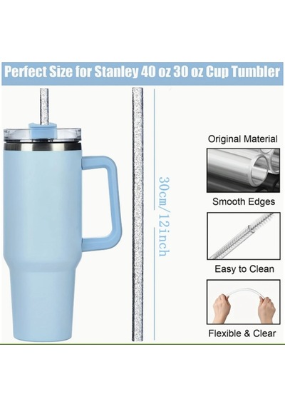 1 Adet Stanl. 40/30 Oz Tumb. Termos Için Renkli Parıltılı Yedek Pipet, 30 Cm Boy / 9 Mm Çap Yeşil