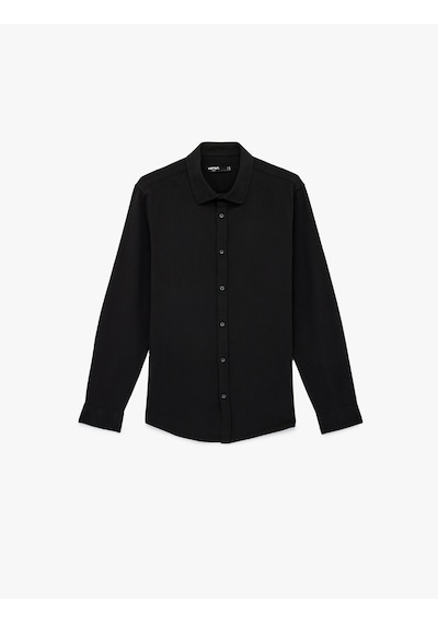 Koton Pamuklu Uzun Kollu Klasik Yaka Slim Fit Gömlek Siyah 6sam60095hw Koton Pamuklu Uzun Kollu Klasik Yaka Slim Fit Gömlek Siyah 6sam60095hw