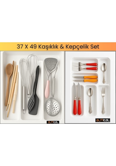 37x49 Cm. Beyaz Kaşıklık Ve Kepçelik 2'li Set 32x41 Cm'e Kadar Kesilebilir - 37x49byz-set Beyaz
