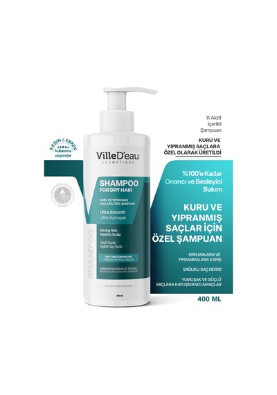 Villed'eau Kuru ve Yıpranmış Saçlara Özel Ultra Yumuşak Şampuan 400 ML