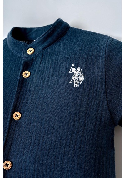 U.S. Polo Assn. Erkek Bebek 2 Li Şort Gömlek Takım Lacivert-2255 Lacivert