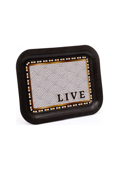 Mosaic Live Desenli Küçük Klasik Metal Tepsi, 23 X 30 Cm