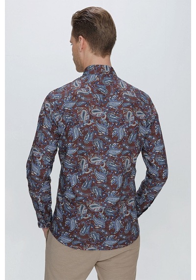 Efor G 1531 Slim Fit Kahve Spor Gömlek Kahverengi