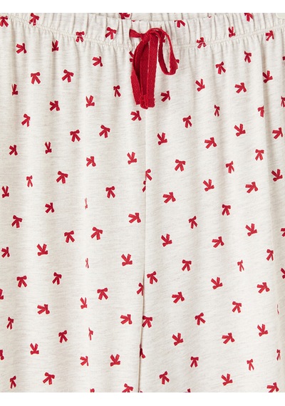Lcw Dream Bej Beli Lastikli Desenli Kadın Pijama Alt
