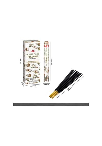 White Sage Coconut Çubuk Tütsü - Hindistan Cevizi Adaçayı Kokusu 20 Adet