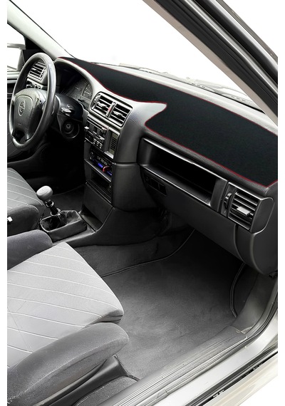 Opel Vectra A Kasa Torpido Kaplama Koruma Halısı Kırmızı Kenar Ön Gösterge Paneli Koruyucu Siyah