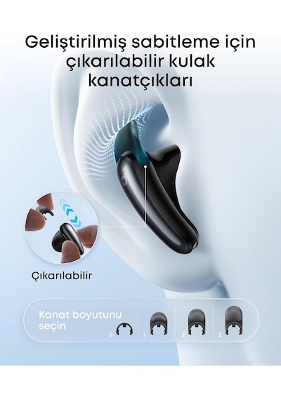 Anker Liberty Buds Bluetooth Kulaklık, Yarı Kulak İçi Tasarım, Gerçek Zamanlı Uyarlanabilir Gürültü Engelleme, Hızlı Şarj, Çeviri, 30 Saat Çalma Süresi, Siyah - D1200