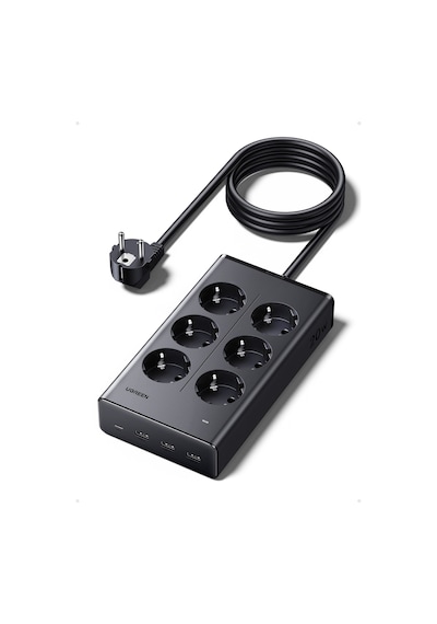 Ugreen 6 Lı Akım Korumalı Grup Priz, 20w Usb-c, Usb-a Çıkışlı Şarj İstasyonu, 1.5 M Kablolu, 75141 1,5 m