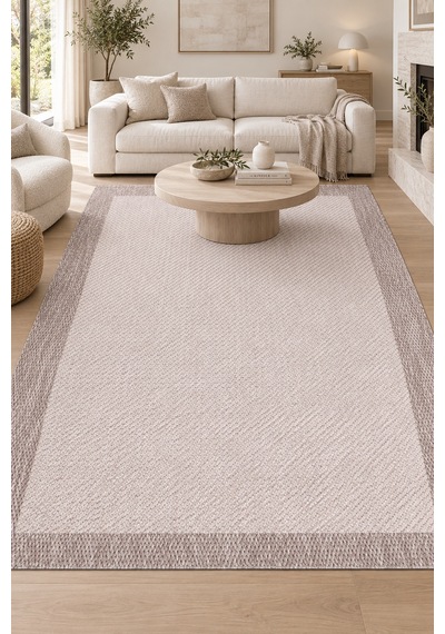 Kasen Krem Vizon Sisal Görünümlü Modern Polyester Halı Mutfak Oturma Odası Koridor Robot Süpürge Uyumlu Kolay Temizlenebilir Krem/vizon