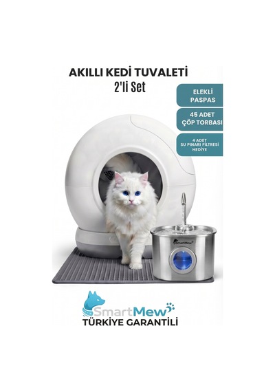 Smartmew Sce003 Akıllı Otomatik Kedi Tuvaleti Ve S15-b Kedi Su Pınarı Seti - Wifi Kontrollü, Otomatik Temizleme, Sessiz Çalışma