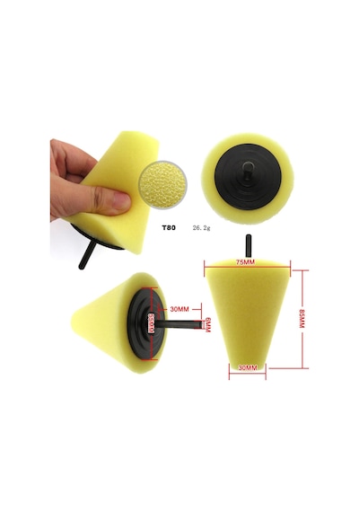 Rodex Konik Pasta Cila Oto Parlatma Polisaj Süngeri Aparatı Matkap Ucu Jant Temizlik Seti 3 Parça