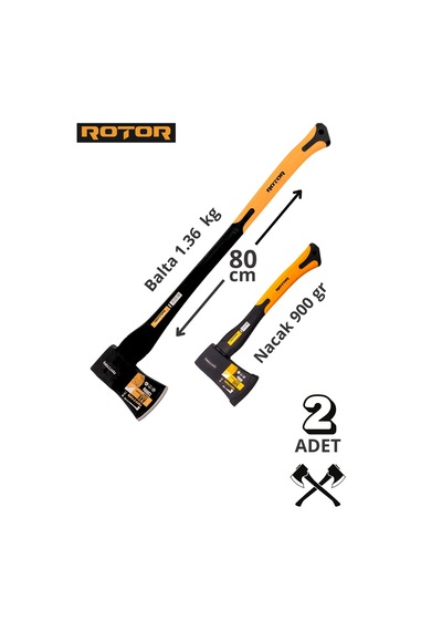 Rotor Fiber Saplı 1360gr+900gr 2 Li Balta Seti