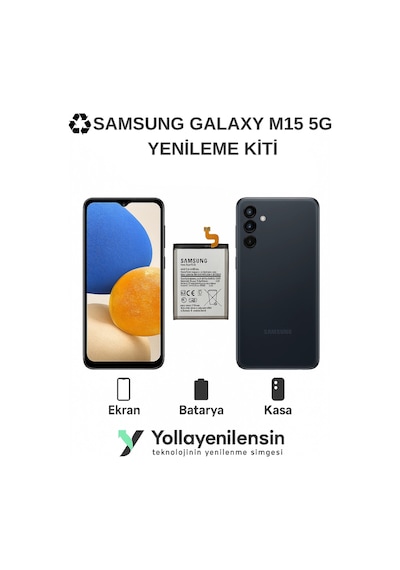 Samsung Galaxy Uyumlu M15 5g  Kiti Ekran + Batarya + Arka Kasa e Eş Değer Kalite Parçal