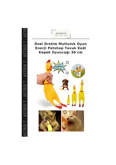 Özel Üretim Mutluluk Oyun Enerji Petshop Tavuk Kedi Köpek Oyuncağı 30 Cm
